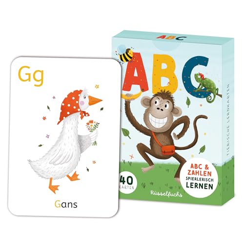 ABC Lernen - ABC Karten für Kinder (DIN A7) - Buchstaben Karten - Lernkarten für Vorschule und Grundschule - Alphabet Lernen von Rüsselfuchs