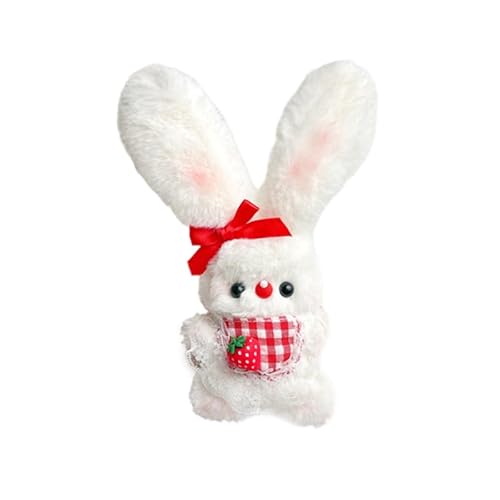 Niedliches Erdbeer-Lätzchen-Bunny-Plüsch Tier Cartoon Gefülltes Kaninchen-Puppe Plüschtiere Spielzeug Rucksack Anhänger Auto Schlüssel anhänger für Kinder Geschenke von Rufevee