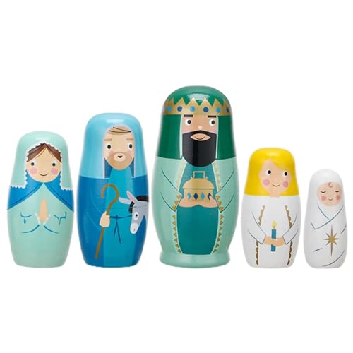 Jesus-Matroschka-Puppe – Fünfschichtige Russische Matroschka-Puppe Aus Holz, Weihnachtliches Bastel-Dekorationsspielzeug-Set Für Hochzeiten, Partys, Dekorationen von Ruhnjyg