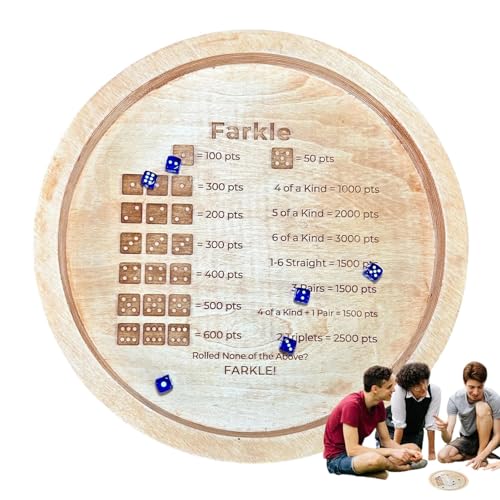 Ruhnjyg Farkle Würfeltablett, Holzwürfel Farkle Würfelspiel, Holzspiel Würfel, Familie Farkle Würfelspiel, Würfelhalter, Würfel Farkle Tablett, Tischaufbewahrungstablett, Brettspiel Holzwürfel von Ruhnjyg