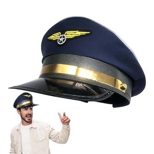 Ruhnjyg Flugzeughut, Erwachsene Navy Pilot Fluggesellschaft Kapitän Hut, Fluggesellschaft Thema Party Pilot, Erwachsene Navy Captain für Halloween Party Cosplay Supplies Ruhnjyg Flugzeughut, Erwachsene Navy Pilot Fluggesellschaft Kapitän Hut, Fluggesellschaft Thema Party Pilot, Erwachsene Navy Captain für Halloween Party Cosplay Supplies von Ruhnjyg