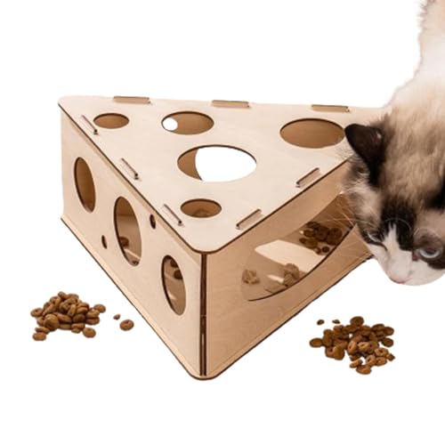 Ruhnjyg Katzen-Puzzle-Box-Spielzeug, Katzen-Leckerli-Puzzle-Box, Katzen-Leckerli-Spielzeug Holz, Interaktives Leckerli-Labyrinth aus Holz, lustige Kätzchen-Box von Ruhnjyg