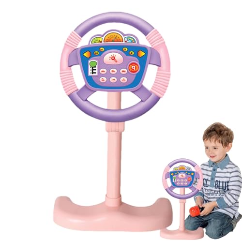 Ruhnjyg Kinderlenkrad,Simuliertes Lenkrad | Realistisches Kinderfahrspielzeug,Jungen Mädchen tun so, als würden sie Auto Fahren, süßes sensorisches Spielzeug mit Licht und Ton für die frühe Bildung von Ruhnjyg