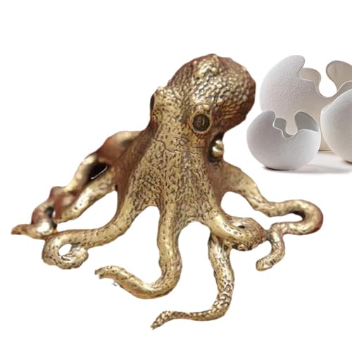 Ruhnjyg Messing-Oktopus-Statue-Ornament – ​​Oktopus-Bronze-Handwerksspielzeug, Meerestier-Skulptur, Sammlerstück, Geschenk, Schreibtisch-Ornamente Für Bücherregal, Esstisch von Ruhnjyg