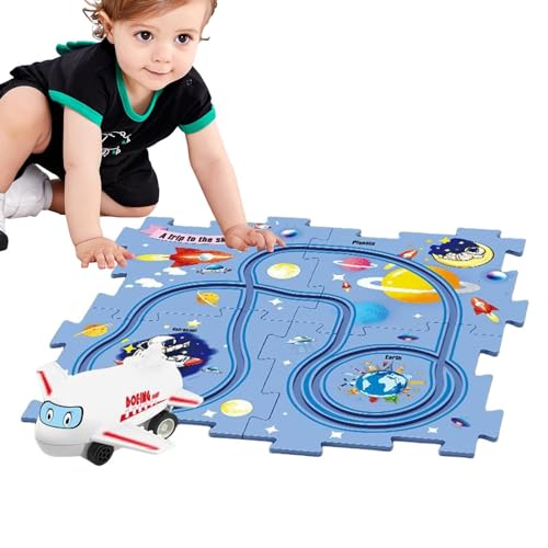 Ruhnjyg Puzzle-Track-Auto-Spielset, Autorennbahn,Kinder-Rennstrecken-Set | Autostreckenspiel, lehrreiches Bauspielzeug, Rennstrecken für Kinder ab 3 Jahren von Ruhnjyg