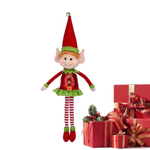 Weihnachts-Elf-Puppe – 65 Cm Große Langbeinige Elfen-Puppe, Spielzeug-Elf Auf Dem Rega-l, Bezaubernde Rote Langbeinige Mädchen-Elf Aus Weichem Vinyl Mit Hut, Perfekt Für Fenster, Verand-a - Damen von Ruhnjyg