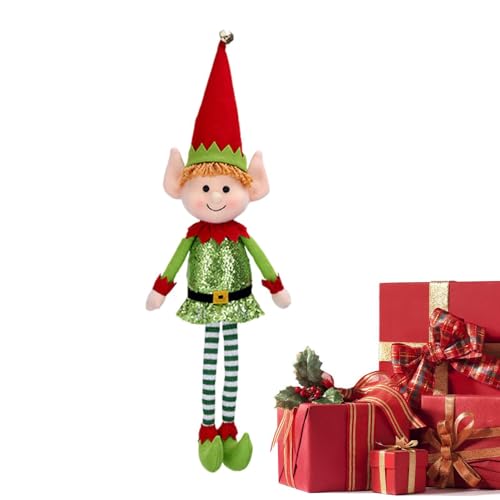 Weihnachts-Elf-Puppe – 65 Cm Große Langbeinige Elfen-Puppe, Spielzeug-Elf Auf Dem Rega-l, Bezaubernde Rote Langbeinige Mädchen-Elf Aus Weichem Vinyl Mit Hut, Perfekt Für Fenster, Verand-a - Männl von Ruhnjyg