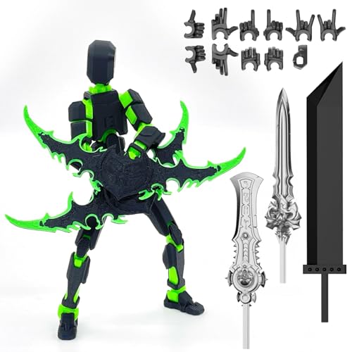 RuiDay Actionfigur T13, 3D-Druck von beweglichen Figuren, Nova Action Figur T13, Lucky 13 Roboter-Actionfigur für Ganzkörper-Aktivitäten, Roboter-Set 13 (Schwarz) von RuiDay