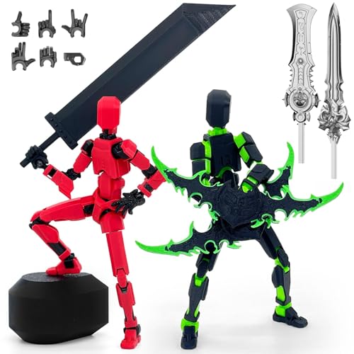 RuiDay Actionfigur T13, 3D-Druck von beweglichen Figuren, Nova Actionfigur T13, Lucky 13 Roboter-Actionfigur für komplette Körperaktivitäten, Roboter-Set 13 (Schwarz+Rot) von RuiDay