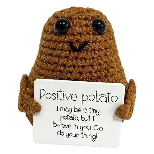 RuiDay Pocket Hug Positive Kartoffel,Mini-Plüsch Figuren Lustige Positive Potato Puppe,Creative Knitted Wool Potato Doll, Geschenke für Freundin Freund, Glück Mutmacher Geschenk (D (Groß)) von RuiDay