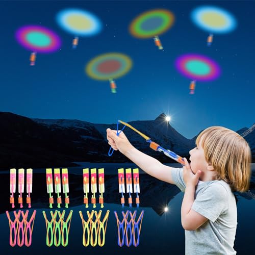 LED Leuchtspielzeug Partyartikel 12 Stück Fliegendes Spielzeug Party Set Propeller Spielzeug Kinder Schleuder Spielzeug Helikopter Fliegen Spielzeug für Outdoor Spiele Mitgebsel Kindergeburtstag von Ruikdly