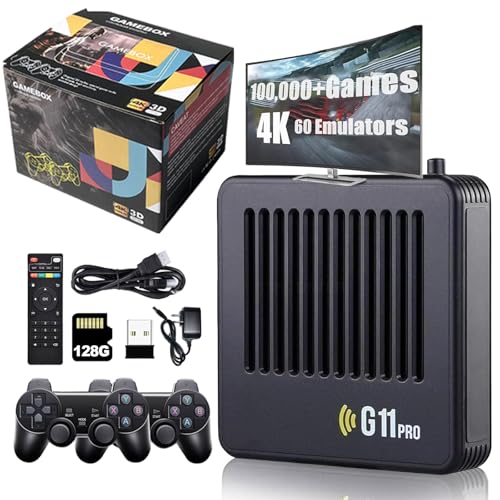 Retrowave G11 Pro, pixelplay g11 pro 4k, G11 Pro Game Box, Multiplayer, Archivable, Plug and Play, Customizable Downloaded Games, with 2 Wireless Dual Controllers (128GB) von Ruileyou