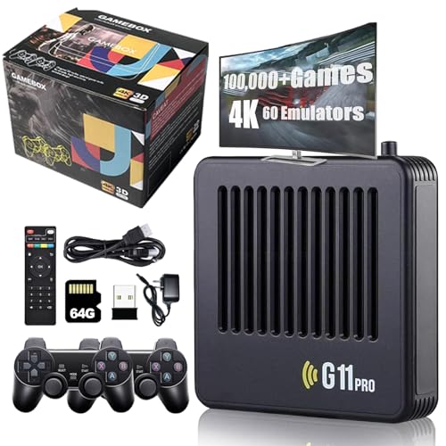 Retrowave G11 Pro, pixelplay g11 pro 4k, G11 Pro Game Box, Multiplayer, Archivable, Plug and Play, Customizable Downloaded Games, with 2 Wireless Dual Controllers (64GB) von Ruileyou