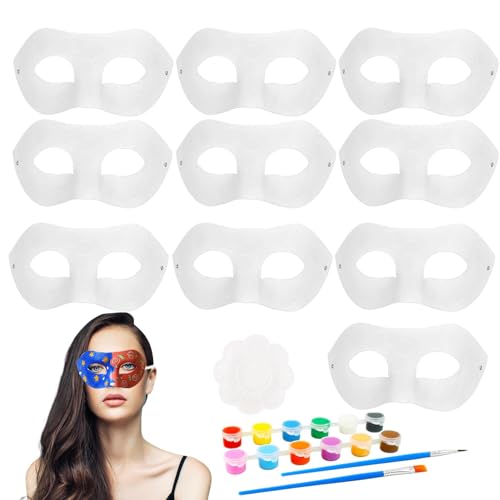 DIY Weißes Papier Maske, Katzenmasken Zum Bemalen Kinder, 10 Stück DIY-Katzenform, Bemalbare Blanko-Masken - Halbe Gesichtsbedeckung, Cosplay-Requisiten Für Halloween-Karnevalskostüm-Partygeschenke von Ruilonghai