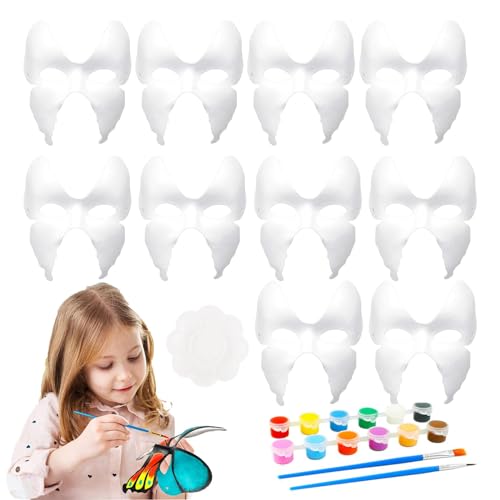 Weißes Papier Maske, Katzenmasken Zum Bemalen Kinder, 10 Stück -Katzenform, Bemalbare Blanko-Masken - Halbe Gesichtsbedeckung, Cosplay-Requisiten Für Halloween-Karnevalskostüm-Partygeschenke von Ruilonghai