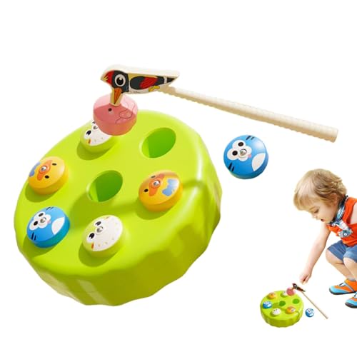 Ruilonghai Fischspielzeug für Kinder, Angelspiel-Spielset,Niedliches Angelruten-Spielzeug für Kinder - Lernspielzeug, niedliches grünes Fisch-Brettspiel, Vorschulspielzeug, Familienspiel für von Ruilonghai