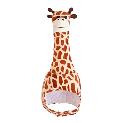 Ruilonghai Plüsch-Giraffe-Mütze für Kinder, Giraffen-Kopfbedeckungsmütze, Lustiger Giraffen-Kopfschmuck für Erwachsene, Party-Dressing-Zubehör, Kopfbedeckung für Party, Karneval, Rollenspiel-Event von Ruilonghai