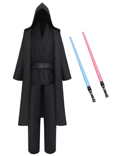 Halloween-Kostüme für Erwachsene, Cosplay, mit Lichtschwert, Herren-Kapuzenumhang, Robe, Geburtstag, Party, Tunika, Outfits SD088BKXL von Ruimeier