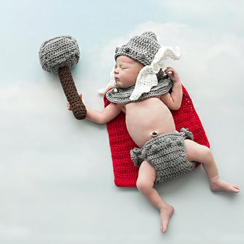 Ruiqas 4 Stück Baby-Fotografie-Requisiten, Outfits Thor, handgewebt, Baby-Foto-Kleidung, Baby-Foto-Kostüm von Ruiqas