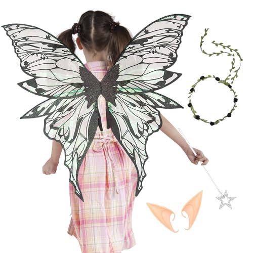 Rukjmqi Feenflügel Für Mädchen | Schmetterlings-Engelsflügel Mit Blumenkranz Ohren - Party Ausstattung Prinzessinnen Rollenspiel Kostüm Für Geburtstag Schminkfeiern Bühnenauftritte Rukjmqi Feenflügel Für Mädchen | Schmetterlings-Engelsflügel Mit Blumenkranz Ohren - Party Ausstattung Prinzessinnen Rollenspiel Kostüm Für Geburtstag Schminkfeiern Bühnenauftritte von Rukjmqi
