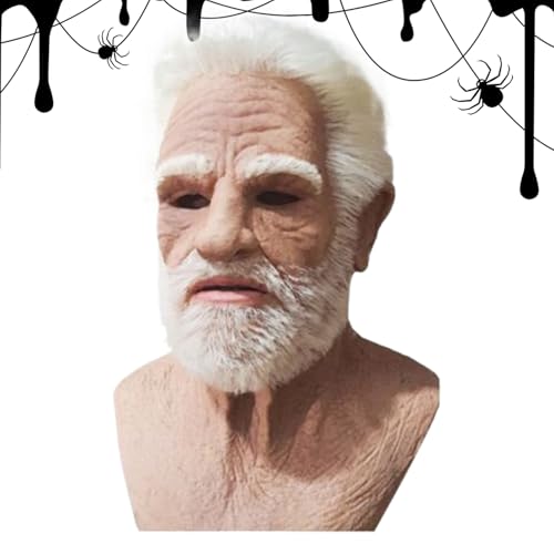 Rukjmqi Realistische Altenmaske Gesichtsmaske | Halloween Latexmaske für Herren Erwachsene - Gruseliges Verstellbarer Helm Kopfzeug für Party Weihnachten Geisterhaus Rukjmqi Realistische Altenmaske Gesichtsmaske | Halloween Latexmaske für Herren Erwachsene - Gruseliges Verstellbarer Helm Kopfzeug für Party Weihnachten Geisterhaus von Rukjmqi