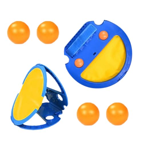 Rukjmqi Schläger-Taschenballspiel, Wurf- und Fangball-Set - Wurf- und Fangballspiel, Outdoor-Spielzeug mit 4 Bällen - Interaktives Ball- und Fangspiel, Hinterhof-Strandspielzeug für Kinder von Rukjmqi