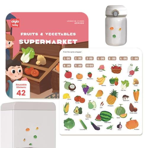 Rukjmqi Sticker-Aktivitätsbuch, Stickerbücher für Kinder | Pädagogische Cartoon-Stickerbücher | Lustige Lernaktivitäten, Wiederverwendbare Aufkleberspielzeuge für den Kindergarten von Rukjmqi