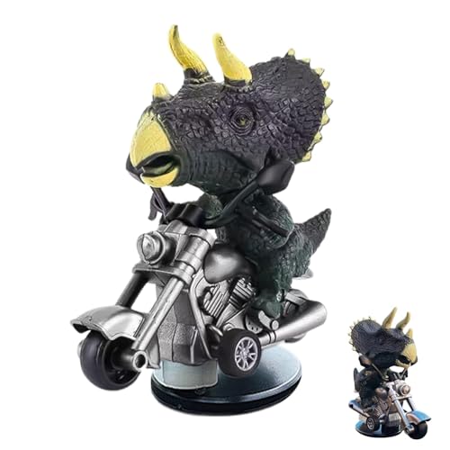 Rukjmqi T-Rex Auto-Armaturenbrett-Figur,Tyrannosaurus Rex Auto-Figur - Treibender Dinosaurier auf Motorrad Figur - Kreatives Dinosaurier-REIT-Motorrad-, neuartiges Auto-Dinosaurier-Ornament für die von Rukjmqi