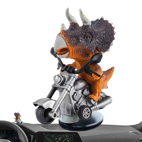 Rukjmqi Tyrannosaurus Rex Auto-Ornament, T-Rex Auto-Armaturenbrett-Figur - Treibender Dinosaurier auf Motorrad Figur,Kreatives Dinosaurier-REIT-Motorrad-, neuartiges Auto-Dinosaurier-Ornament für die von Rukjmqi