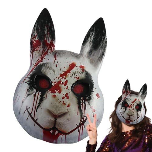 Rukjmqi Unheimliche Hasenmaske | Halloween Gesichtsmaske,Karneval Theater Bühne Festival Feier Partymaske Familienfeier Rukjmqi Unheimliche Hasenmaske | Halloween Gesichtsmaske,Karneval Theater Bühne Festival Feier Partymaske Familienfeier von Rukjmqi