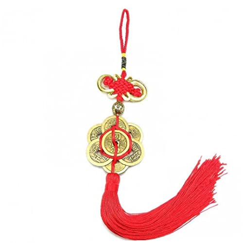 Ruluti Lucky Coin 1pc Lucky Charm Ancient Coins Red Chinese Knot Protection Good Fortune Home Car Decor von Ruluti