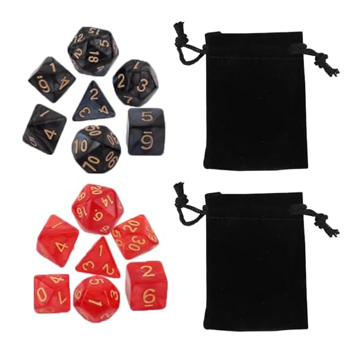 14 Stück DND-Spielwürfel-Set für Dungeon und Dragons, DND Polyhedral Dice Set mit Schwarzer Tasche Polyedrische RPG MTG Würfel Tisch Spiel Rollenspiele Spielwürfel (Rot & Schwarz) von Rumgug