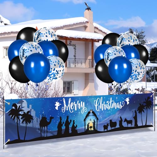 Weihnachten Blau Banner Luftballons Dekorationen von Rumia