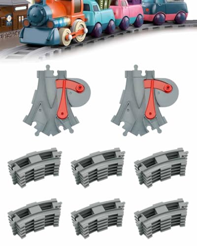 Bausteine Zug Schienen Set, 32 Stück City Eisenbahn Schienen für Kinder, inklusive Kreuzschienen, Geraden und Kurven, kompatibel mit führenden Railway Rails Spielzeugen, ideal für Jungen von Rumicet