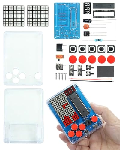 DIY Elektronik Spielekonsole Lötbausatz mit 4 Retro-Spielen, Acrylgehäuse, Handheld Game Console für Anfänger, Lötübungskit für Studenten und Lernende, Bildungs-Set für Spaß und Technikverständnis von Rumicet