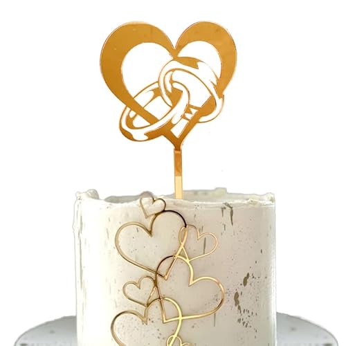 Goldenes Cake Topper Tortendeko Set, Acryl Glitter Cupcake Topper Herze Tortenaufsatz Cake Topper Kuchen Deko für Geburtstag Hochzeit Wedding Party Feier von RunFar shop