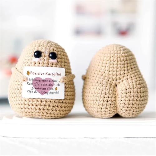 RunFar shop Positive Kartoffel Pocket Huge mit Positiver Energiekarte Glücksbringer Mutmacher gestrickte Kartoffel Puppe handgemachte für Geburtstagsgeschenke, Gute Besserung Geschenke Ermutigung von RunFar shop