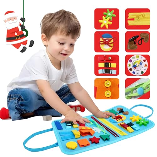 RunHero Busy Board Montessori Spielzeug Baby ab 1 Jahr Quiet Book Activity Board Motorikspielzeug Filzbuch Sensory Spielzeug 1 2 3 4 5 Jahr Kinder Jungen Mädchen (Blau) von RunHero