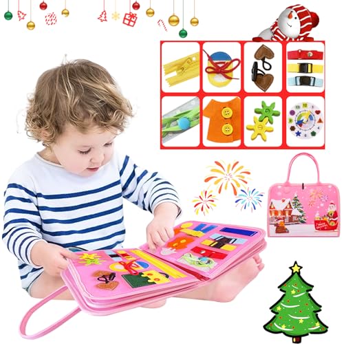 RunHero Busy Board Montessori Spielzeug Baby ab 1 Jahr Quiet Book Activity Board Motorikspielzeug Filzbuch Sensory Spielzeug 1 2 3 4 5 Jahr Kinder Jungen Mädchen (Rosa) von RunHero