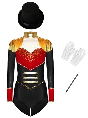 Runhomal Kinder Mädchen Zirkus Ringmaster Kostüm Einteiler Pailletten Bodysuit Kostüm Mit Zubehör Weihnachten Karneval Cosplay Verkleidung Schwarz 158-164 Runhomal Kinder Mädchen Zirkus Ringmaster Kostüm Einteiler Pailletten Bodysuit Kostüm Mit Zubehör Weihnachten Karneval Cosplay Verkleidung Schwarz 158-164 von Runhomal