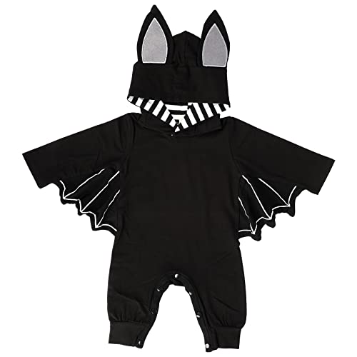 Runmeihe Baby Halloween Kostüm, Lustiges Fledermaus Kapuzen Outfit Set mit Ohrenmütze als Neugeborenes Halloween Kostüme 0-18 Monate (3-6monate （70cm）) von Runmeihe