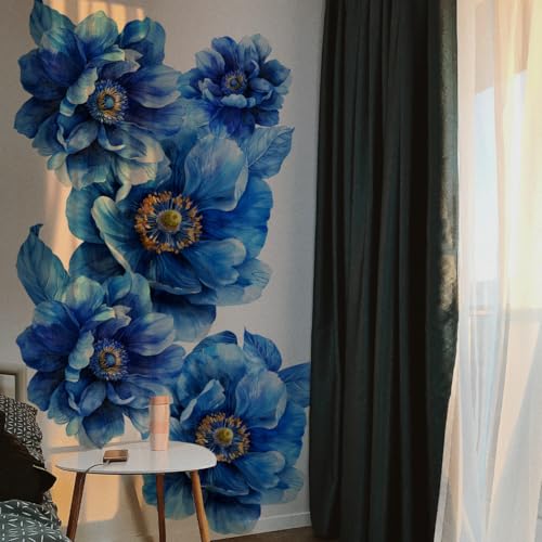 Runtoo Große Pfingstrosen-Wandkunst-Aufkleber, 3D-Boho-Stoff, blau, florales Wandbild, Aufkleber für Mädchen, Schlafzimmer, Wohnzimmer, Büro, Zuhause, Hintergrunddekoration Runtoo Große Pfingstrosen-Wandkunst-Aufkleber, 3D-Boho-Stoff, blau, florales Wandbild, Aufkleber für Mädchen, Schlafzimmer, Wohnzimmer, Büro, Zuhause, Hintergrunddekoration von Runtoo