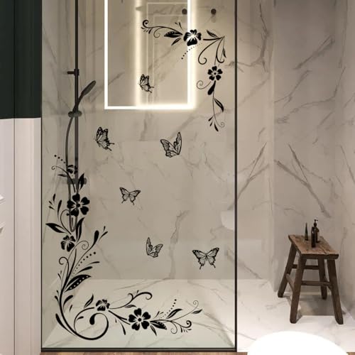 Runtoo Wandaufkleber mit Blumenranken, schwarz, florales Muster, Anti-Kollision, Fensteraufkleber, Schmetterling, Glastür, Wanddekoration für Badezimmer, Wohnzimmer, Schlafzimmer, Kinderzimmer, Büro, Runtoo Wandaufkleber mit Blumenranken, schwarz, florales Muster, Anti-Kollision, Fensteraufkleber, Schmetterling, Glastür, Wanddekoration für Badezimmer, Wohnzimmer, Schlafzimmer, Kinderzimmer, Büro, von Runtoo