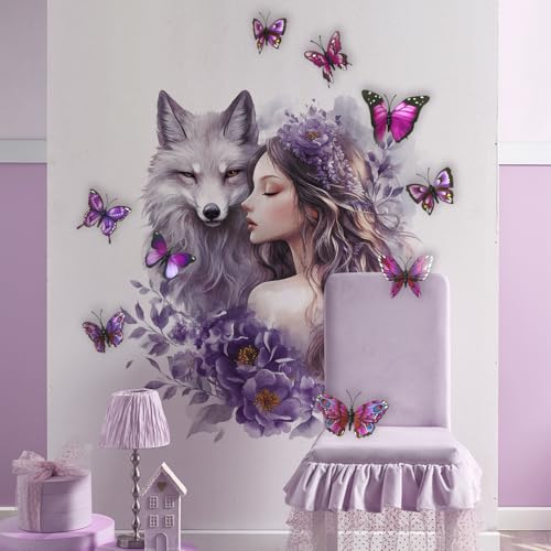 Runtoo Wolf Wandaufkleber 3D Schmetterling Blumen Fee Wandkunst Aufkleber für Mädchen Schlafzimmer Baby Kinderzimmer Dekor Runtoo Wolf Wandaufkleber 3D Schmetterling Blumen Fee Wandkunst Aufkleber für Mädchen Schlafzimmer Baby Kinderzimmer Dekor von Runtoo