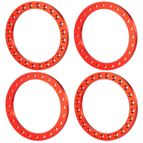 4pcs Aluminium RC Beadlock Rad Ersatzring Raddruckring für 1/7 UDR Unlimited Desert Racer Arrma 6S RC Car Radnabe (Rot) von Runup