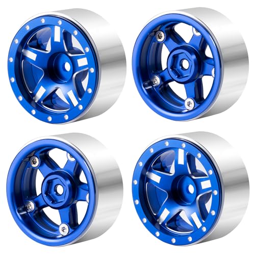 Runup 1.3 Aluminium Beadlock Felgen für 1/18 TRX4M Axial SCX24 Gladiator Deadbolt Bronco F-150 C10 JLU CR-18P EVO Upgrade Parts (Treasure Blue) von Runup