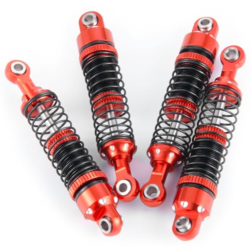 Runup 4 Stück RC Stoßdämpfer 52mm Absorber Stoßdämpfer RC Auto Ersatzteile für 1/18 Tra-xxas TRX4-M Upgrade (Rot) von Runup