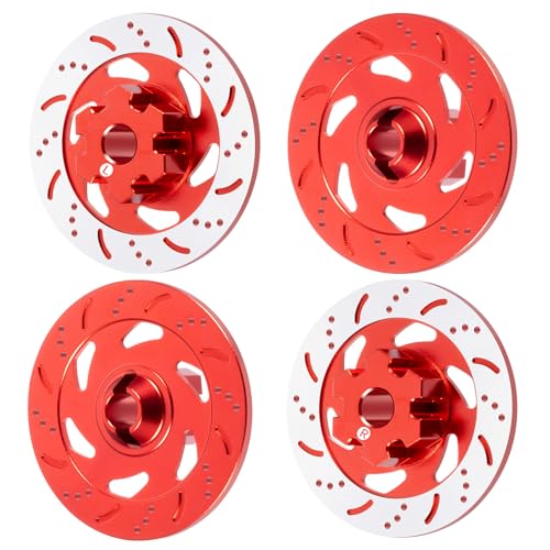 Runup Aluminium RC Bremsscheibe Rad Bremsscheibe Antriebsnabe für 1/7 Unlimited Desert Racer UDR RC Car Upgrade Teil 4pcs (Rot) von Runup