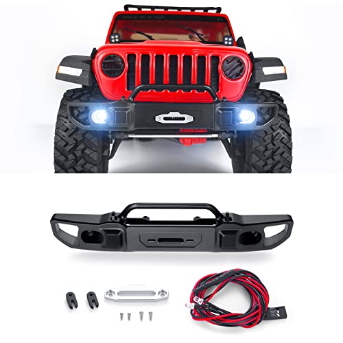 Runup Metall Frontstoßstange mit LED Leuchten für Axial SCX10 III AXI03006 Gladiator AXI03007 Wrangler 1/10 RC Crawler Auto von Runup