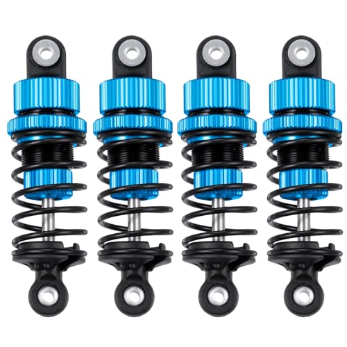 Runup RC 4-teiliges Stoßdämpfer Set, 4PCS RC Shock Absorber RC Dämpfer Set für 1/10 RC TT‑02, Aluminiumlegierung Blau(55mm) von Runup